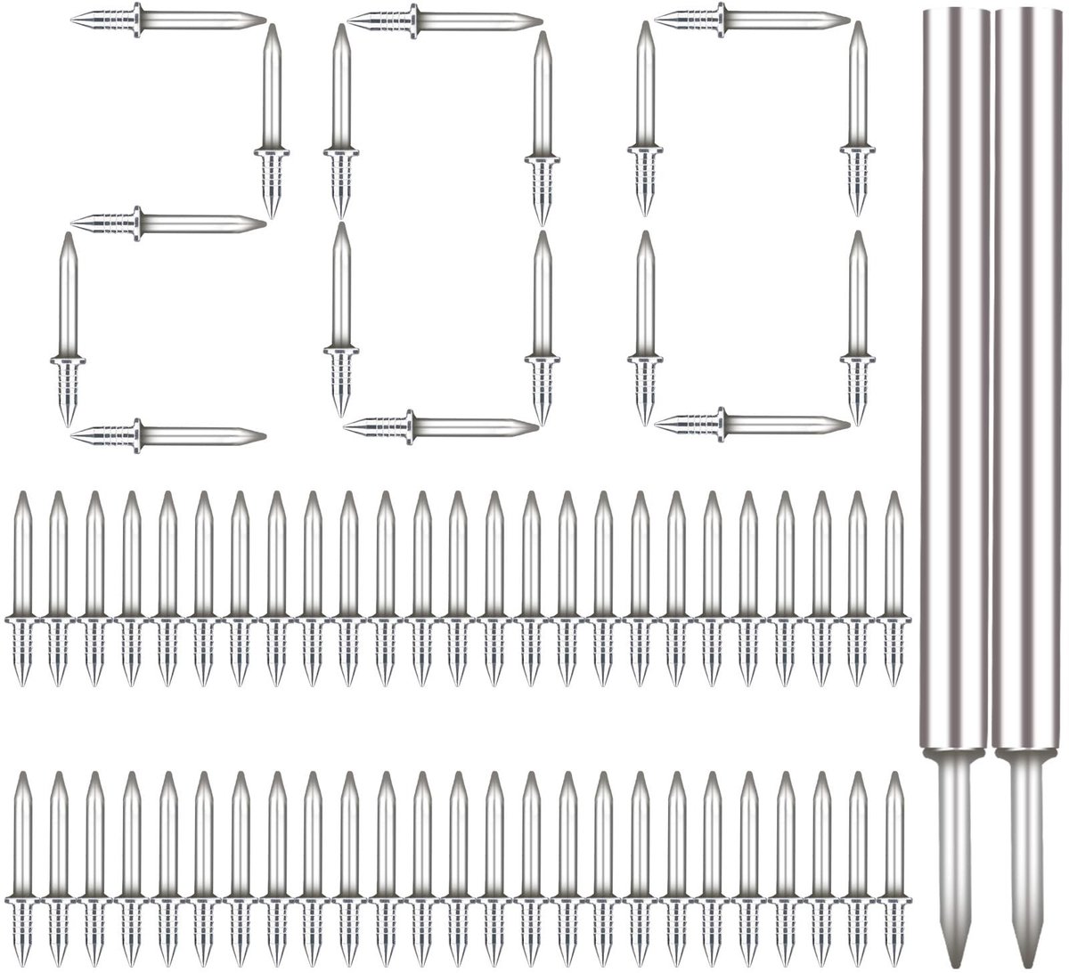 Dailygoods- Spijkers 200 Stuks - Naadloze Spijkers - Dubbelkoppige Schroef - Mouwgereedschap - Koolstofstaal - 2,7 cm lengte - Nagels