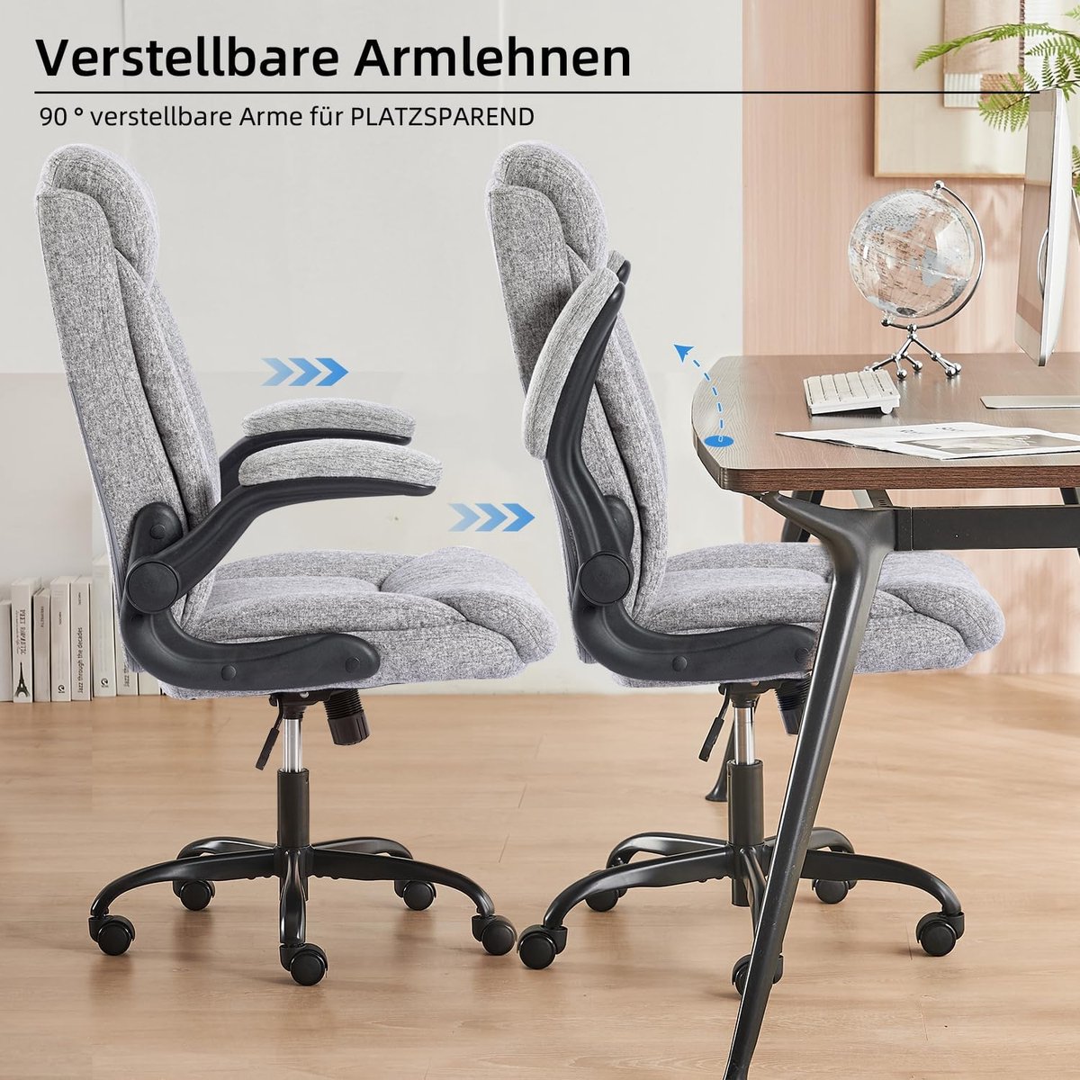 Bureaustoel Ergonomisch House&Garden ErgoFlex Pro – Grijs – Gaming & Kantoorstoel – Verstelbare Lendensteun – Opklapbare Armleuningen – Draaistoel – Computerstoel – Belastbaar tot 150 kg