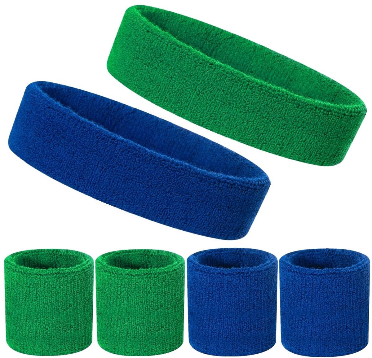 Dailygoods- Zweetbanden Hoofd - 2 Stuks Sporthoofdband - 4 Stuks Sportarmbanden - Katoen/Spandex/Nylon - Comfortabel en Sneldrogend - Geschikt voor Fitness en Yoga - Sportband
