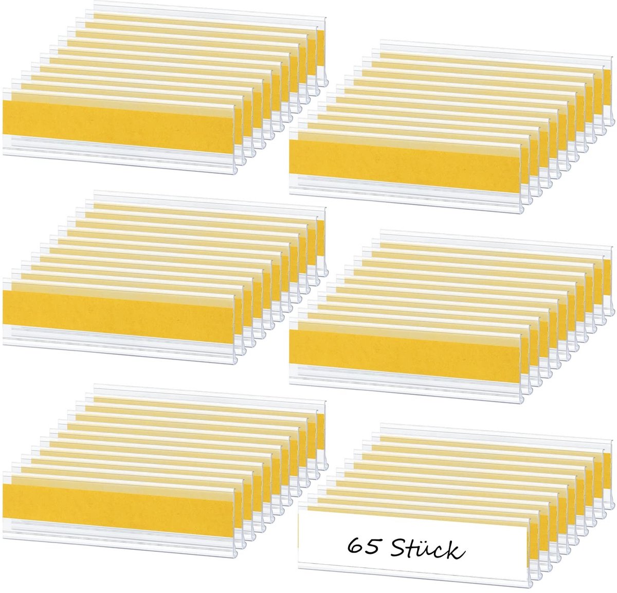 Dailygoods- Labelhouder Zelfklevend - 65 Stuks - Transparante Etikethouder - PVC - 10 x 3 cm - Geschikt voor Supermarkt/School