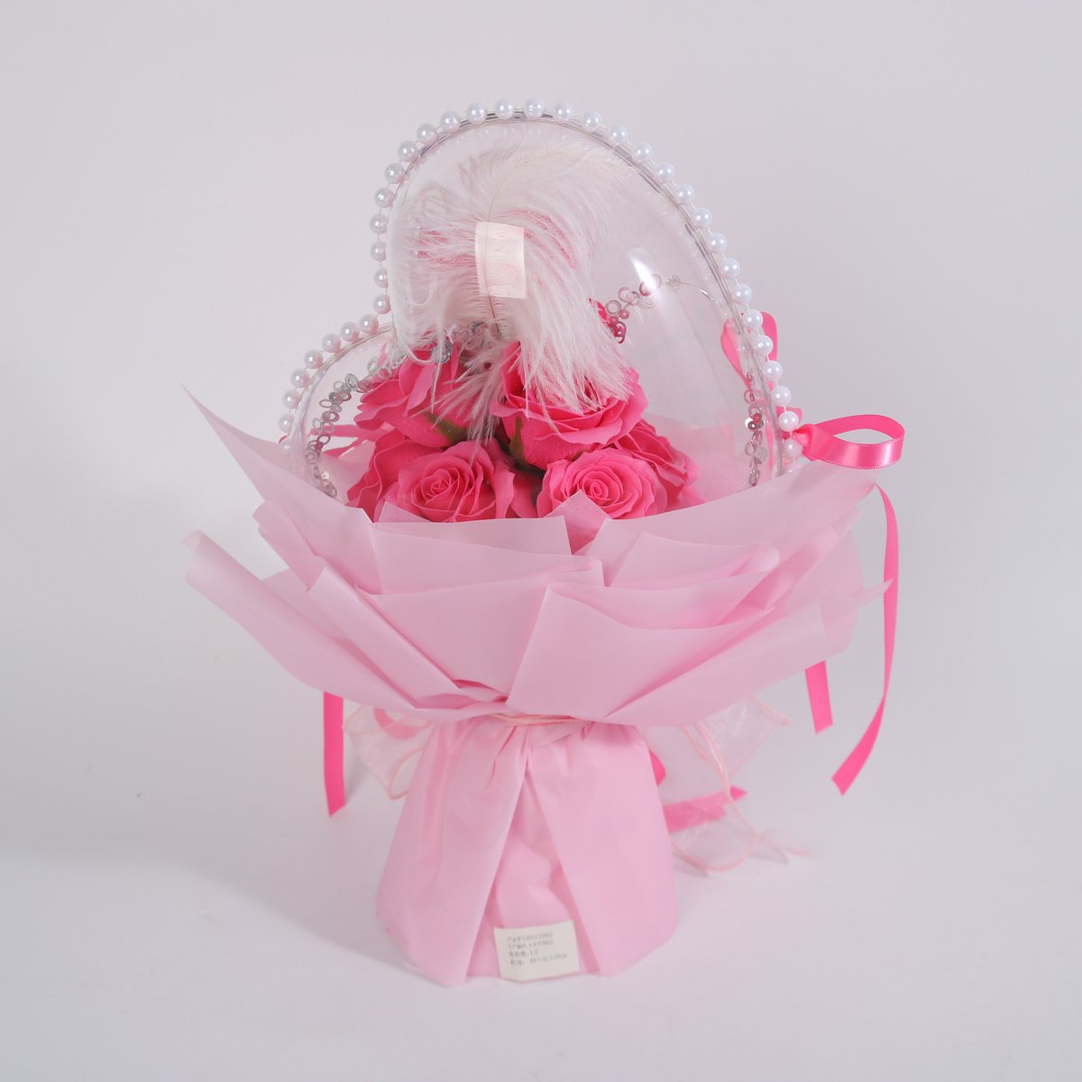 La Roselle Amsterdam Hartvormig Rozenboeket met Transparante Ballon – Roze Kunst rozen Cadeau voor Haar – Luxe Romantisch Geschenk