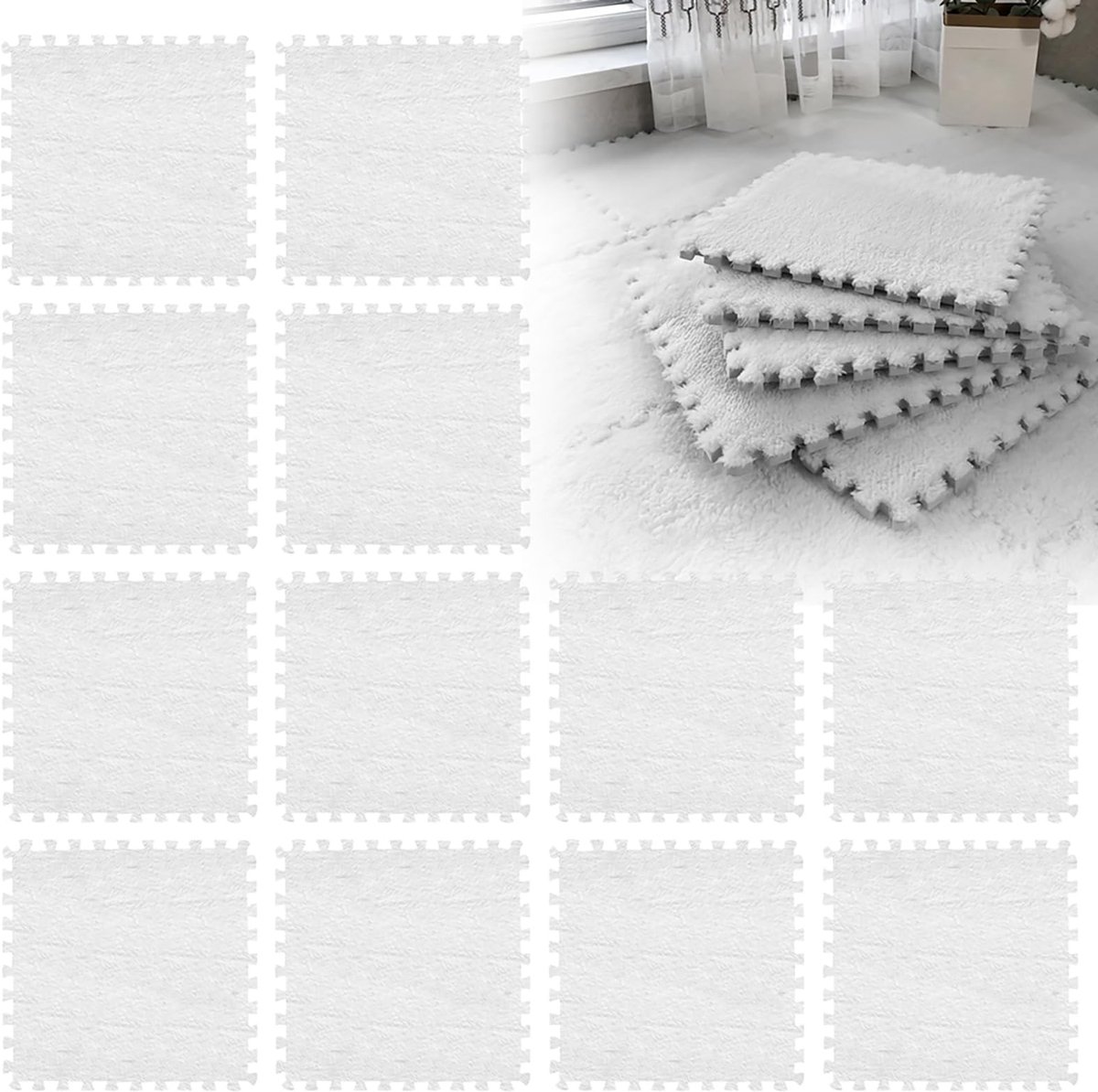 Dailygoods- Vloertegels 12 Stuks - Puzzelmatten 30 x 30 cm - Schuimrubberen Tapijttegels - Comfortabel en Beschermend - Extra Dik 1,25 cm - Milieuvriendelijk - Puzzelspeelmat