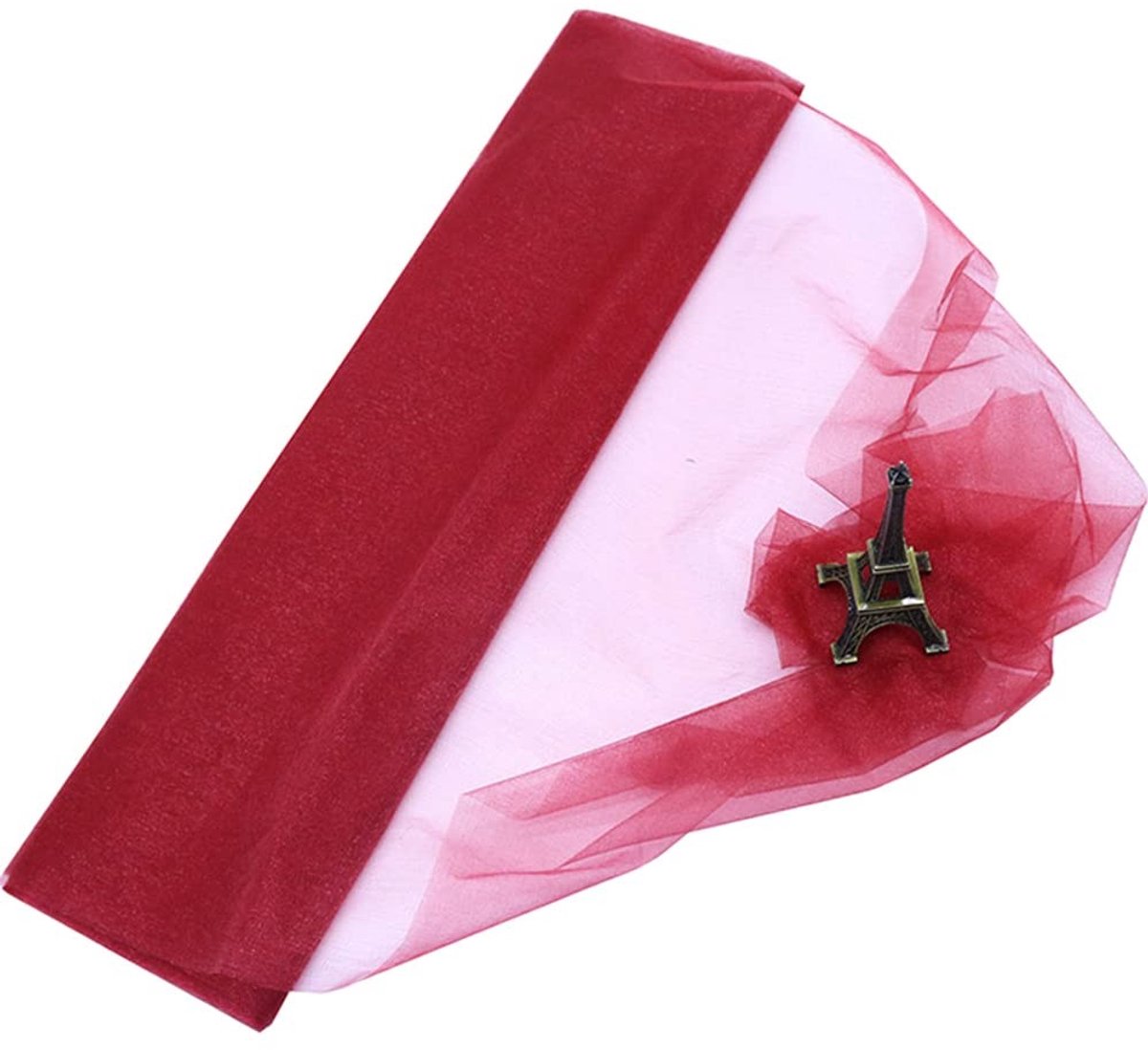 Dailygoods- Organza Decoratiestof 48 cm x 10 m - Bruidssluiers - Tafelloper - Feestdecoratie - Doe-het-zelf Handwerk - Polyester Wijnrood - Tule