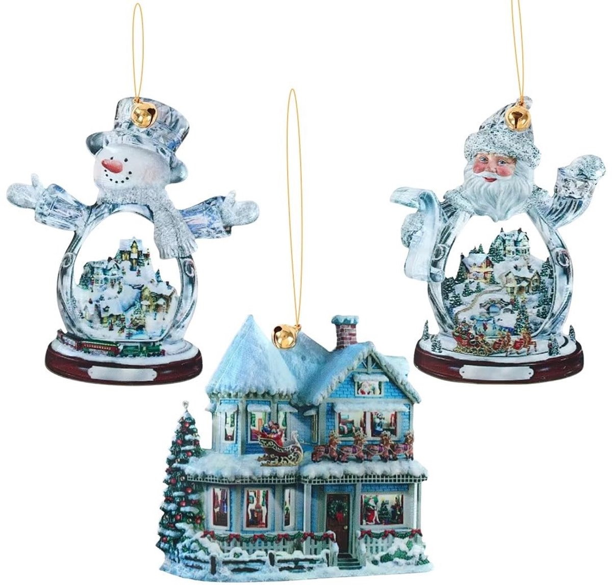 Dailygoods- Kerstsneeuwpophanger - 3 Stuks - Ornament met Koord - Woondecoratie - Feestelijke Sfeer - Hoogwaardige Materialen - Duurzaam Ontwerp - Kerstornament