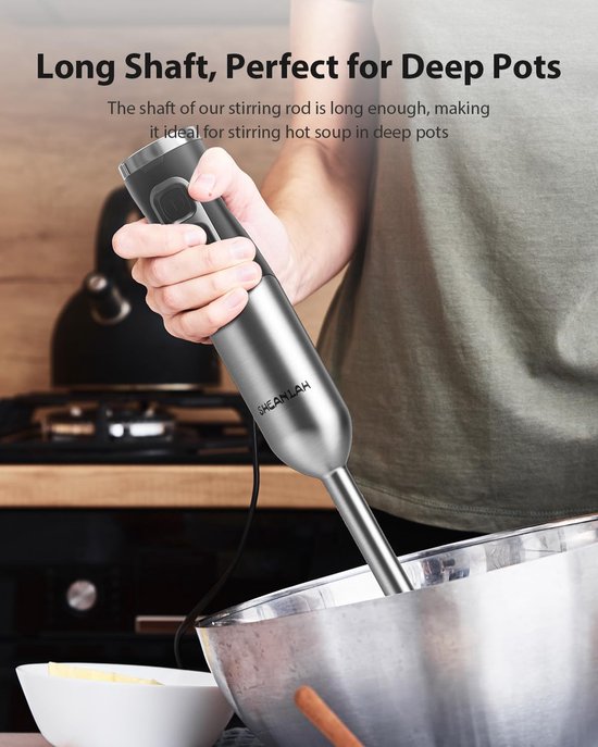 Staafmixer - Handmixer Keuken - Maaltijden Bereiden - Borstelloze Motor - 1000 Watt - Rood — afbeelding 4