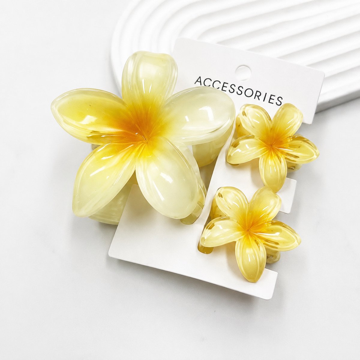 Bloem haarklep set - 3 stuks - glanzend acryl design - haaraccessoires voor vrouwen
