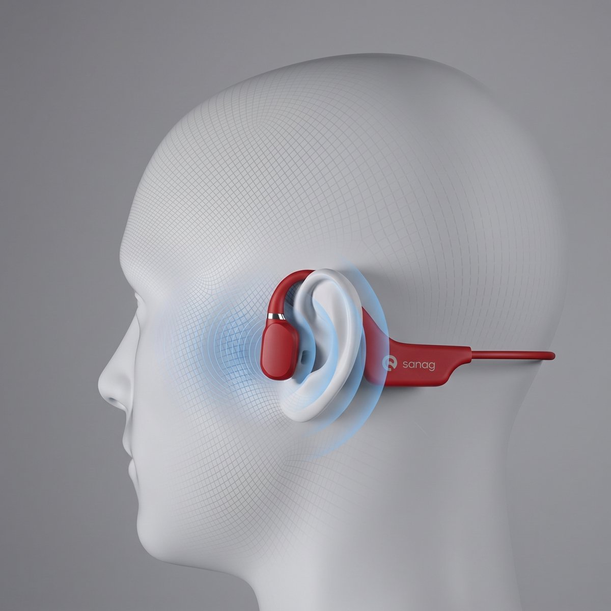 TEKROA® A5S Sport oortjes – Koptelefoons - Bone Conduction Headphone- Hardloop Hoofdtelefoon– Sport koptelefoon – Sport oordopjes - Draadloos – Bluetooth 5.0 - Waterbestendig – Lichtgewicht, Sportief –rood