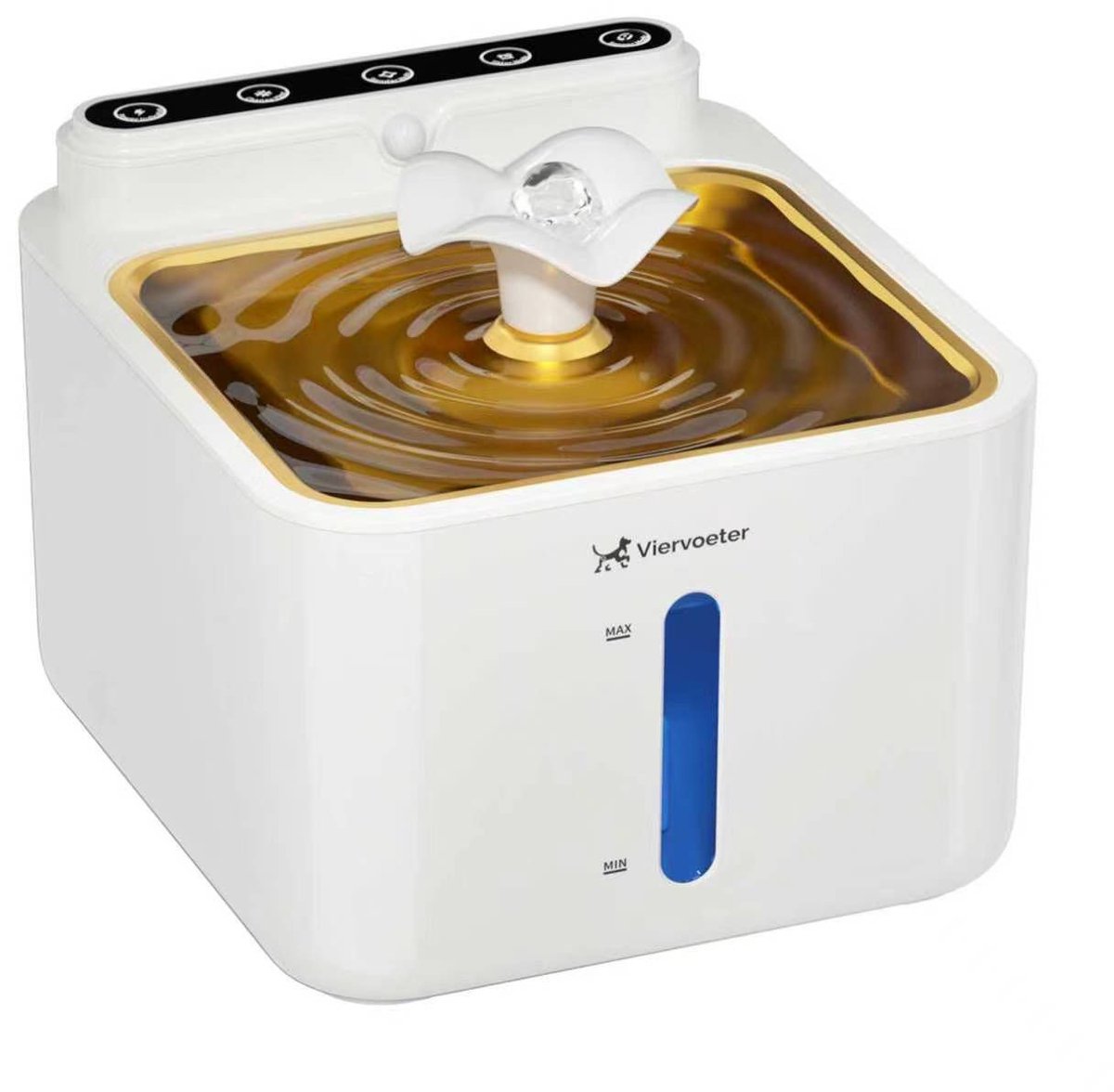 Viervoeter® Draadloze Drinkfontein RVS Wit - Sensor Waterfontein voor Kat en Hond - Inclusief 3 filters - 3,2L - 30d batterijduur - Fluisterstil thumbnail 4