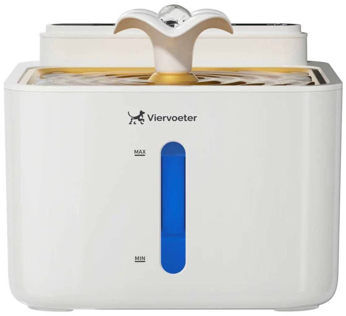 Viervoeter® Draadloze Drinkfontein RVS Wit - Sensor Waterfontein voor Kat en Hond - Inclusief 3 filters - 3,2L - 30d batterijduur - Fluisterstil thumbnail 2