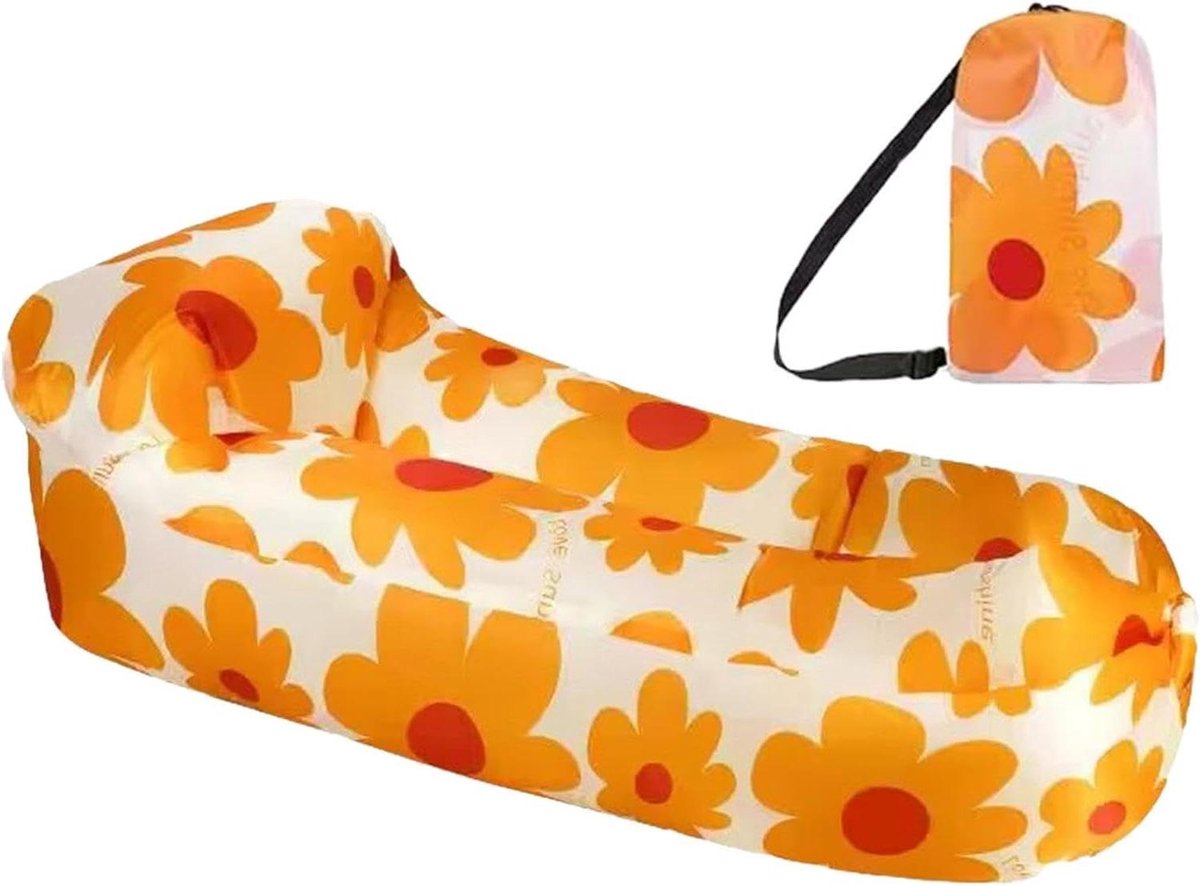 Opblaasbare bank - Luchtbank Lounger - Buiten Ontspannen - Opblazen zonder gereedschap - 240 x 70 cm - Zonnebloem Geel