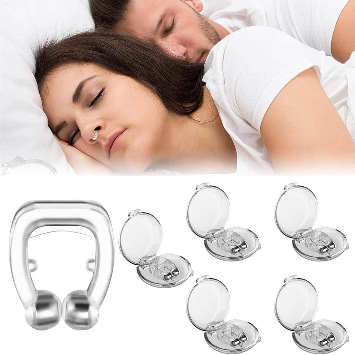 Neus Clip - Snurk Stopper - Verbeteren Ademhaling - Magnetische Werking - 5 Stuks - Wit