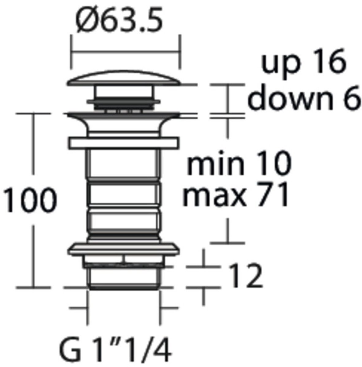 Ideal Standard Toebehoren - Click-Clack afvoerplug voor wastafels zonder overloop, zwart E1483XG