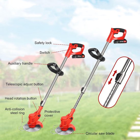Elektrische Bosmaaier - Draadloze Grastrimmer - 3 Soorten Messen - Handgereedschap Voor Het Verwijderen Van Onkruid In De Tuin — afbeelding 2
