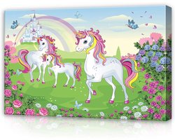 Forwall Canvas Foto Kinderafbeelding Eenhoorn 60 x 40 cm - Roze Vlinder Canvas Muurschilderingen voor kinderen Afbeelding op Canvas Foto's Kunstdruk Kinderfoto Wanddecoratie