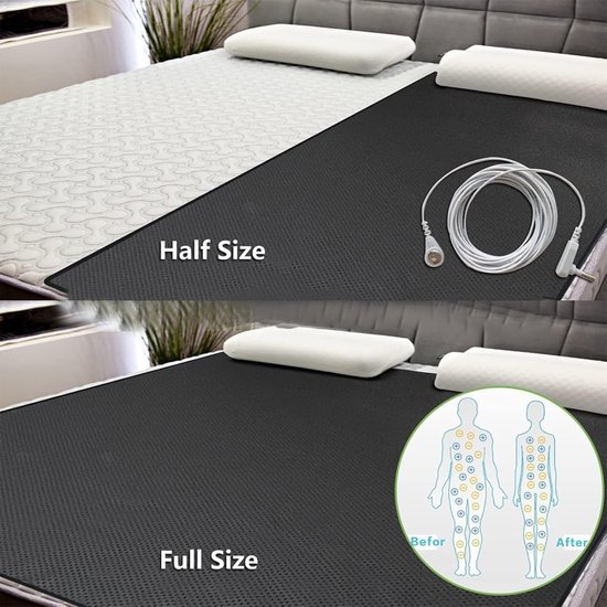 Aarding Mat - Geleidend Laken - Energie Verbeteren - Natuurlijke Elektronen Stroom - 68x180 cm - Zwart — afbeelding 3