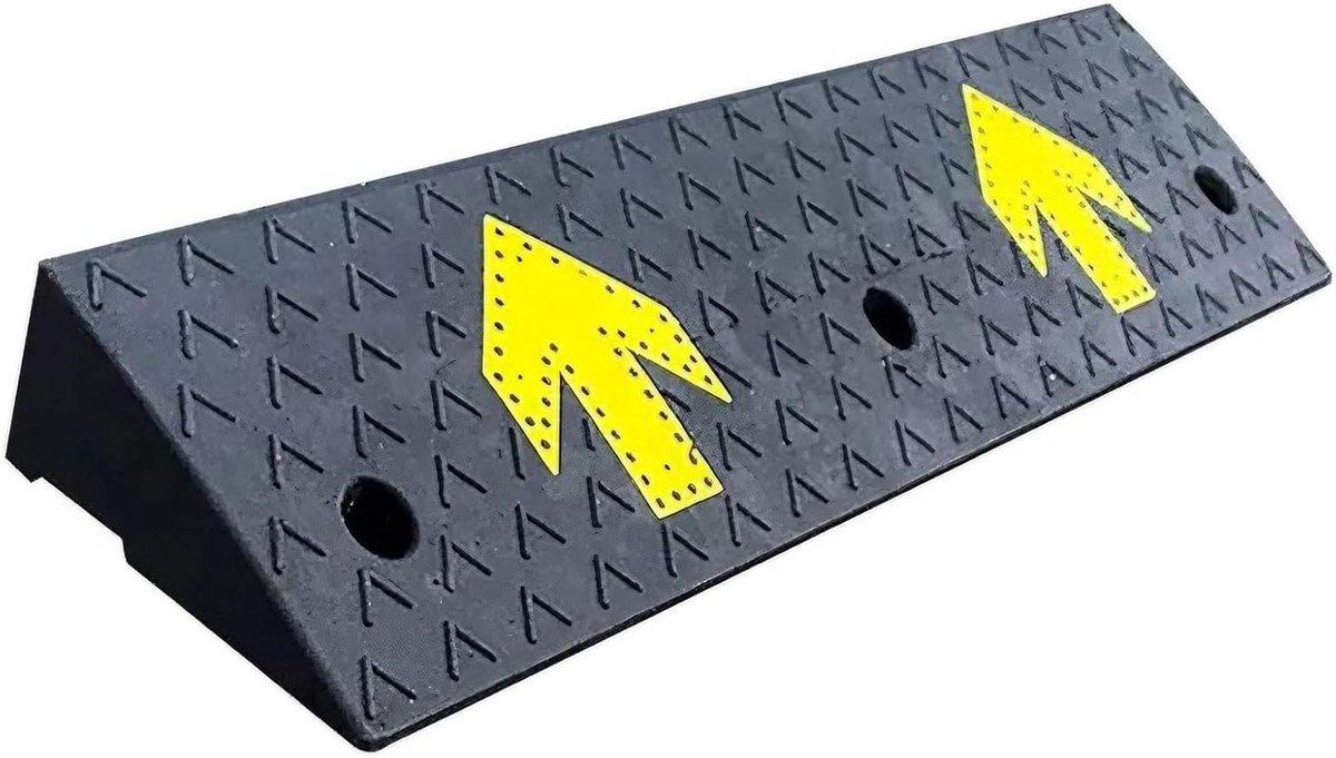 Rubberen Drempelbrug - Stoeprand Oprit - Toegankelijkheid Verbeteren - Antislip Textuur - 100x25x4-10cm - Zwart