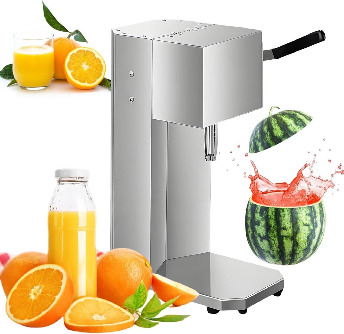 Elektrische Citruspers - Sapcentrifuge Vruchten - Vers Sap Maken - Drie Bladkoppen - 18x30x46 cm - Zilver