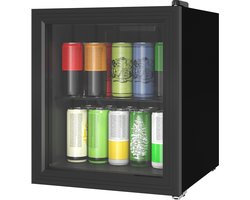 46L Drankenkoelkast- Zwart Glazen Deur T - ouchbediening 0-20°C Instelbaar - LED Verlichting Stille 39dB Vrijstaand Mini Koelkast - voor Slaapkamer Kantoor Studentenkamer Hotel