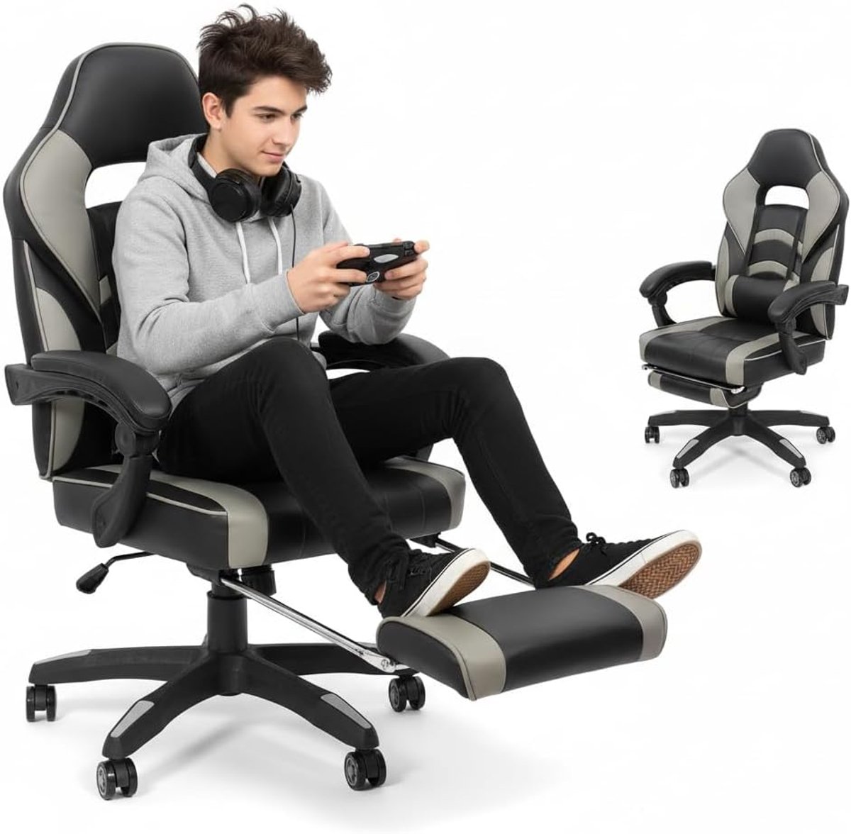 Ergonomische Stoel - Bureau Stoel - Comfortabel Zitten - Verstelbare Rugleuning - XL - Grijs