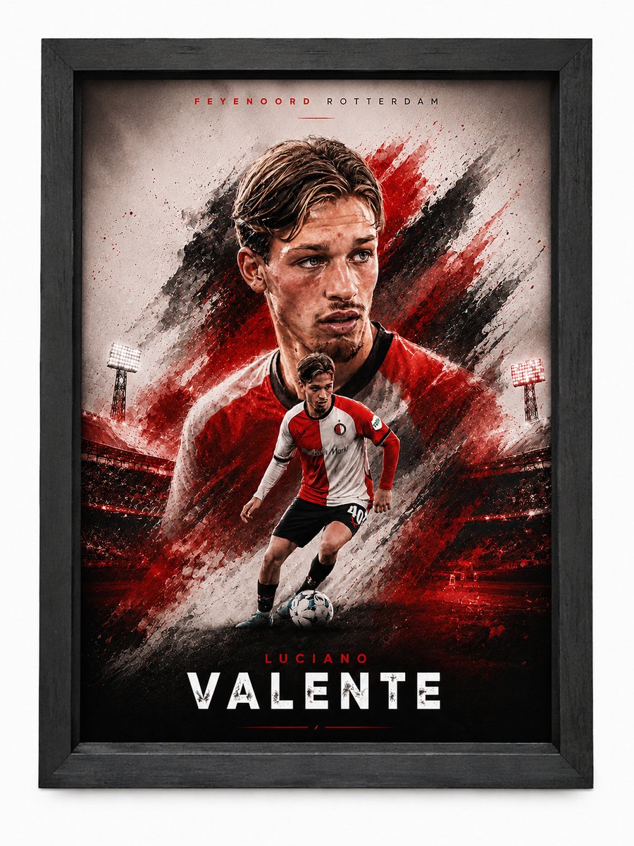Luciano Valente Poster Feyenoord Wanddecoratie Inclusief A4 Lijst