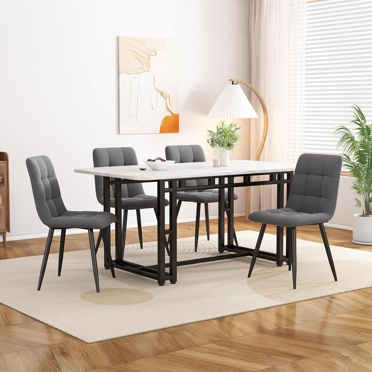 Eettafel met stoelen - Keukenmeubel set - Samen eten - Moderne elegantie - 120x70cm - Zwar