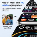 Siltcon Smartwatch Pro met diverse wijzerplaten. Mogelijkheid om eigen foto te uploaden als achtergrond.