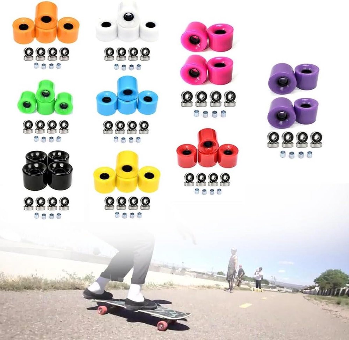 ReachMall 4 Stks 60x45mm 78A Skateboard Wielen Set Met ABEC-9 Lagers Voor Longboard Street voor cruiser En Koffer Handkar Gebruik