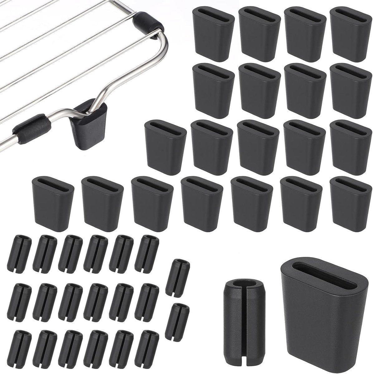 120 reserve beschermmatjes voor keukenrekjes van draadgaas, rubberen matjes voor gootsteenroosters, antislip dempingsmatjes voor gootsteenroosters, vervangende beschermmatjes voor keukenrekjes van draadgaas (zwart).