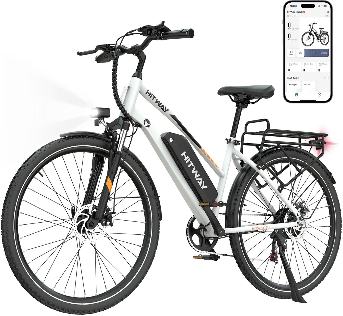 Hitway Elektrische Fiets BK27S - 28 Inch City Commuter EBike met Afneembare 36V 13Ah Lithium Batterij - Damesfiets - E-Bike met 250W Motor - 7 Versnellingen