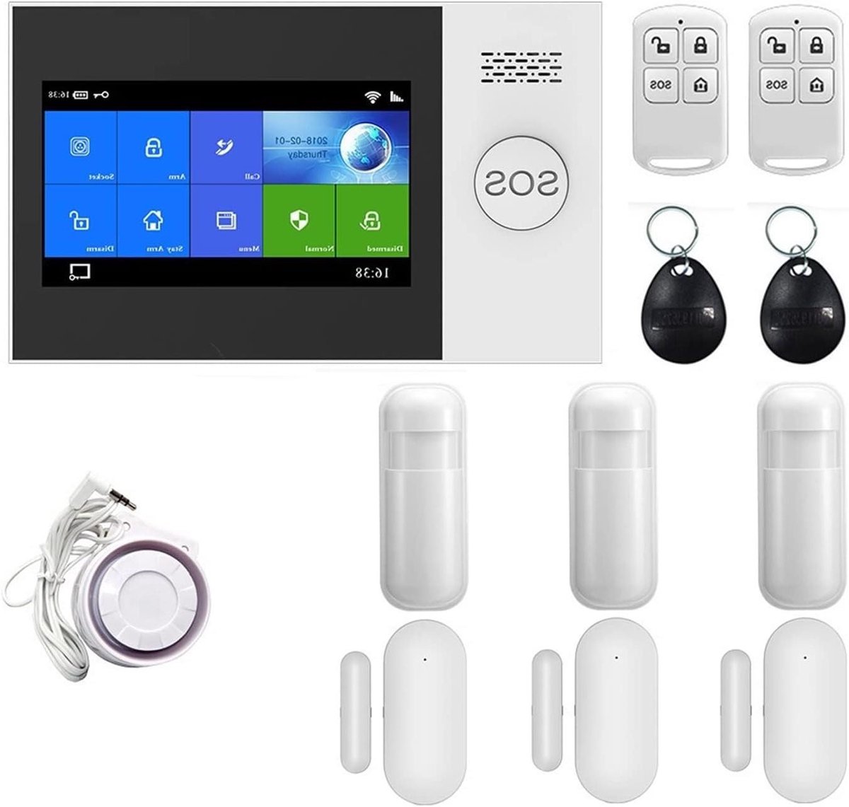 Beveiliging doe-het-zelf alarmsysteem Draadloze 4G WIFI GSM Home Inbraak Alarmsysteem SMS Tuya APP Controle Met Bewegingssensor (Color : E, Size : Universal)