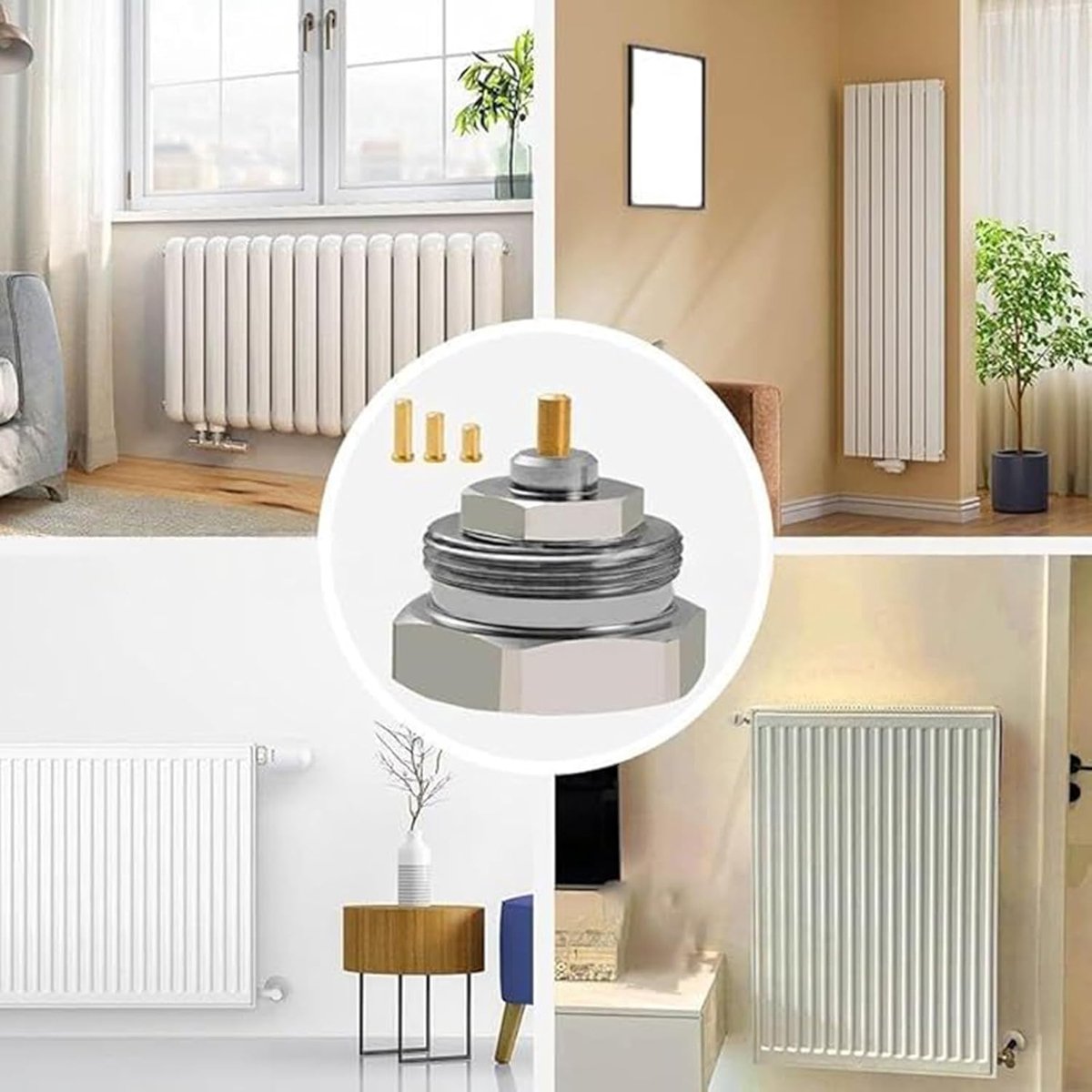 Radiatorkraan - Thermostatische adapter - Temperatuurregeling - Lekkagepreventie - 3.5 x 3 x 3 cm - Zilverkleurig