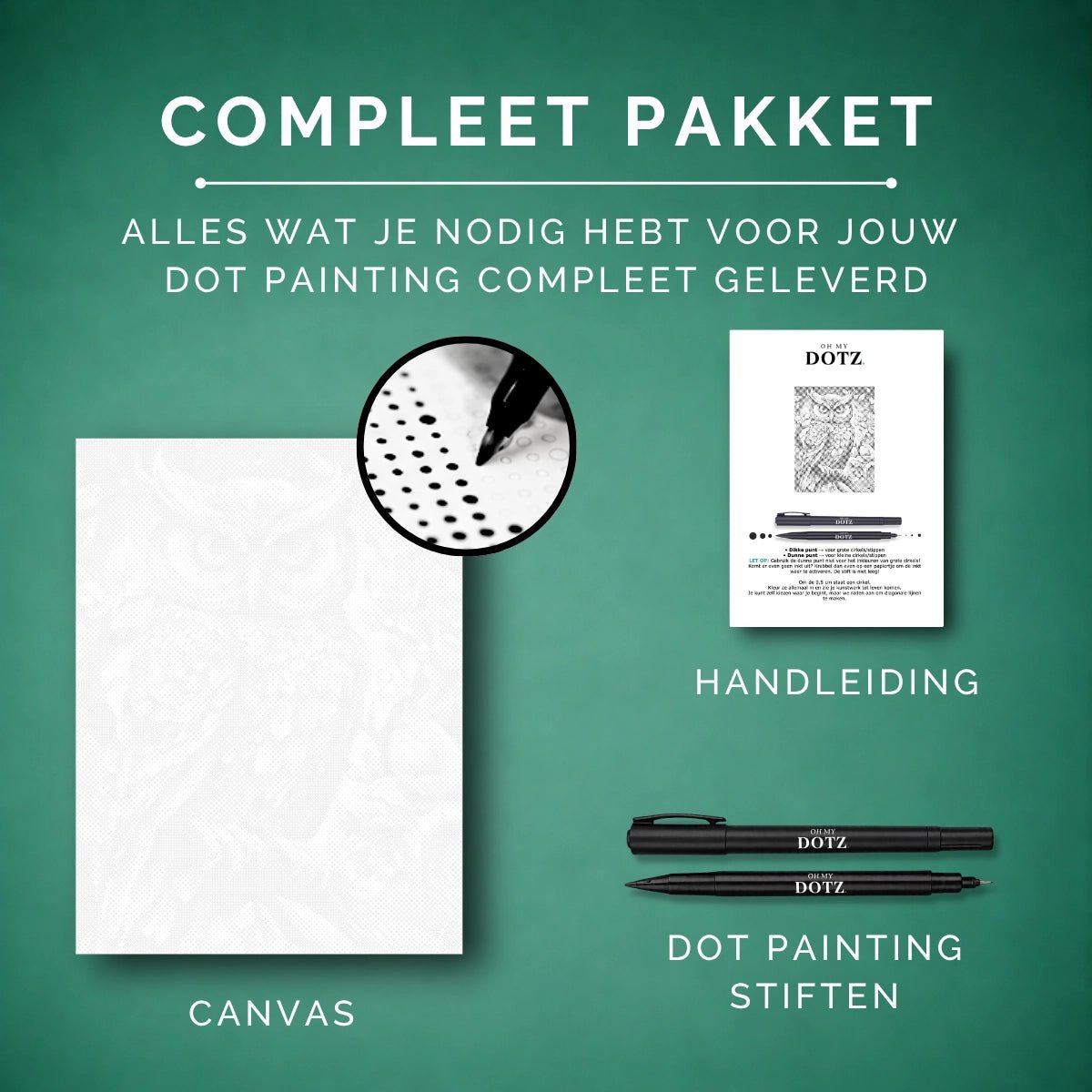 Wolf | Dot painting | 50x60cm  Meest gekozen | Dot painting | Oh My Dotz | Dots stippen | Diamond painting & Schilderen op nummer alternatief | Happy hobby — afbeelding 12