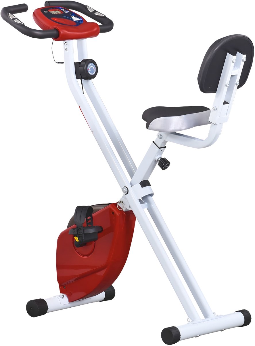 Hometrainer Fiets – Fietstrainer met 8 Magnetische Weerstandsniveaus – Exercise Bike voor Thuis Fitness en Cardio – Rood