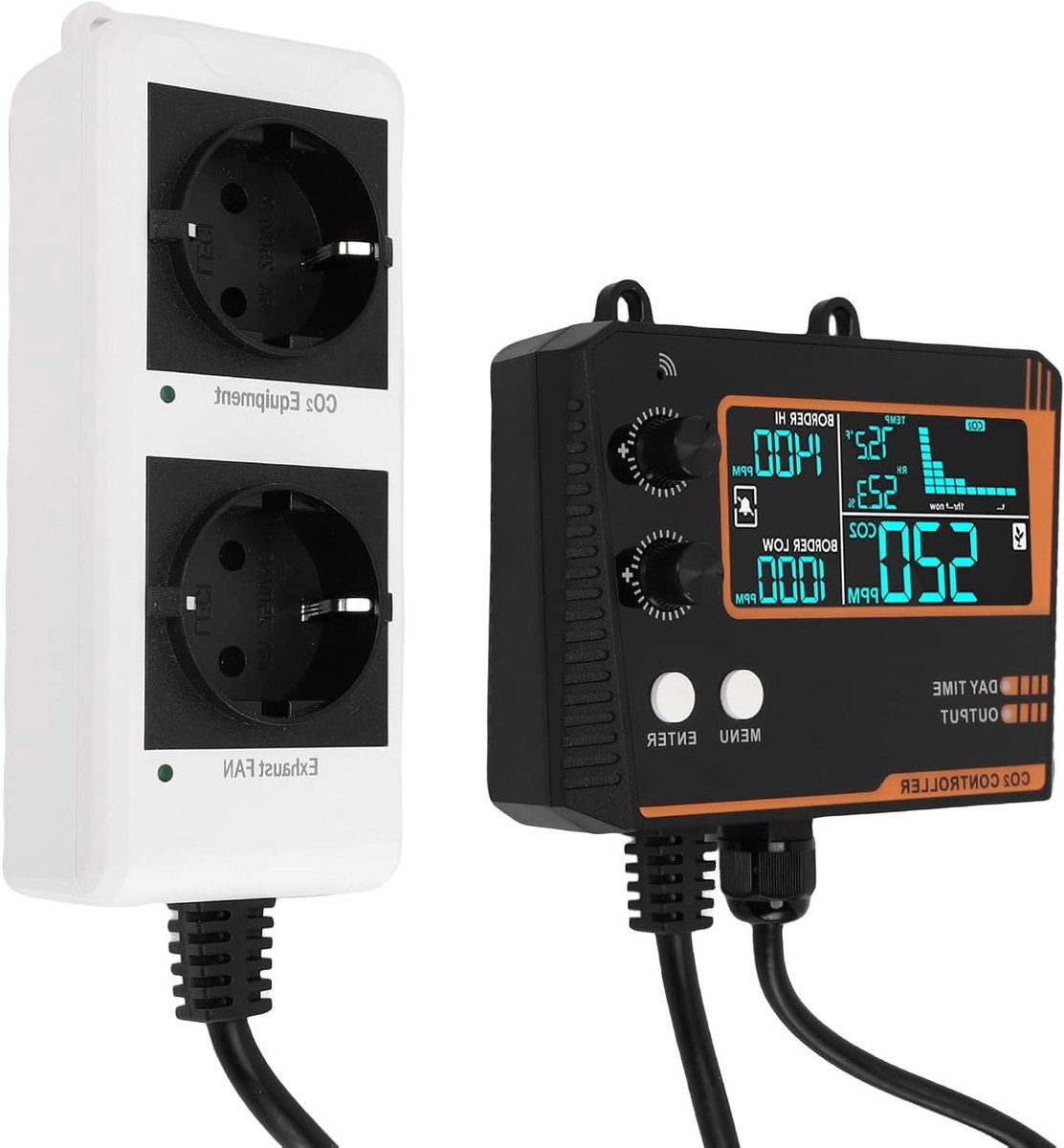 CO2 Controller - Luchtkwaliteit Meter - Optimale Plantengroei - NDIR Sensor - 160x100x36mm - Zwart