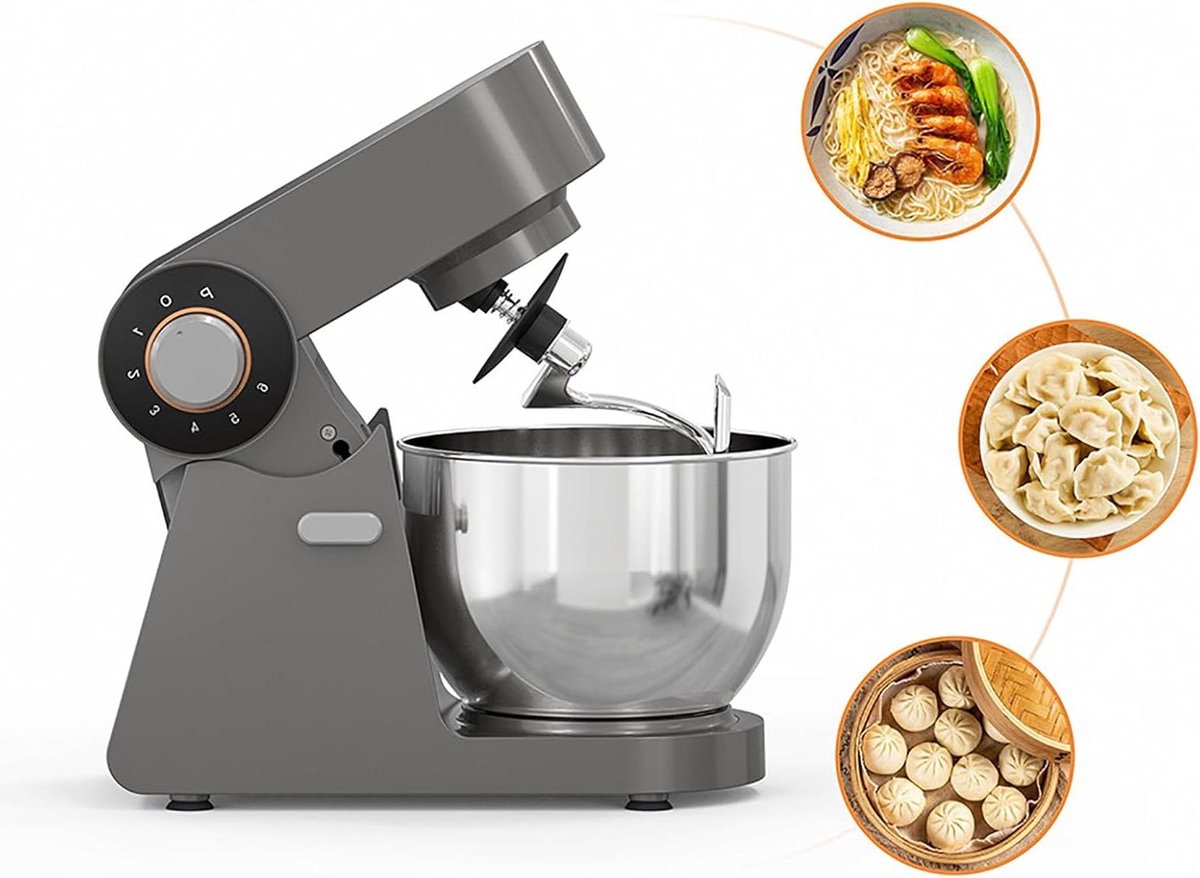 Deegmixer - Keukenmachine - Bakken Thuis - 3D Mengsysteem - 62 Liter Kom - Zilver