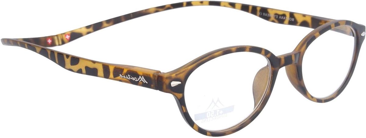 Ovale Leesbril - Hulpbril Magneet - Lezen en Zien - Magneetsluiting Beugel - 48 mm Lensbreedte - Havanna