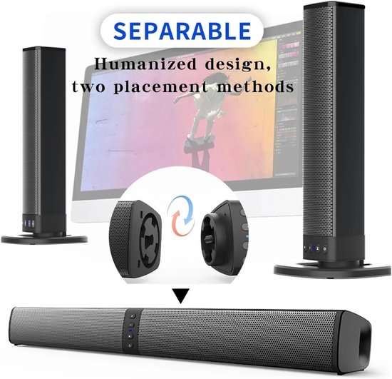 Draadloze Soundbar - Bluetooth Luidspreker - Home Cinema - Krachtig 3D Geluid - 25-49 Watt - One Color — afbeelding 2