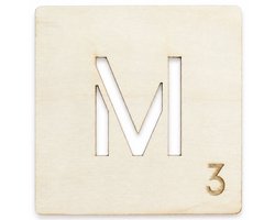 Houten wanddecoratie - Wooden wall decoration | Lettertegel “M” | 11cm | Licht hout - Natural wood | Muurdecoratie - Wall art - Woordfeud - Wordfeud - Letterspel - Scrabble letter - Naamblokjes - Letterblokken - Tile