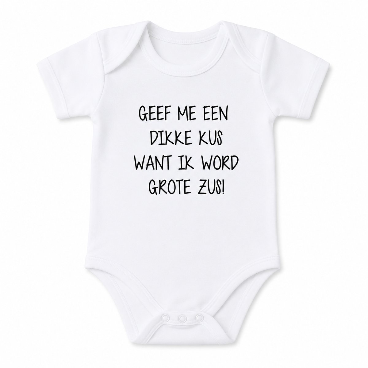 Baby Rompertje met tekst aankondiging bekendmaking zwangerschap Geef me een dikke kus want ik word grote zus cadeau 98-104 kort kerstcadeau
