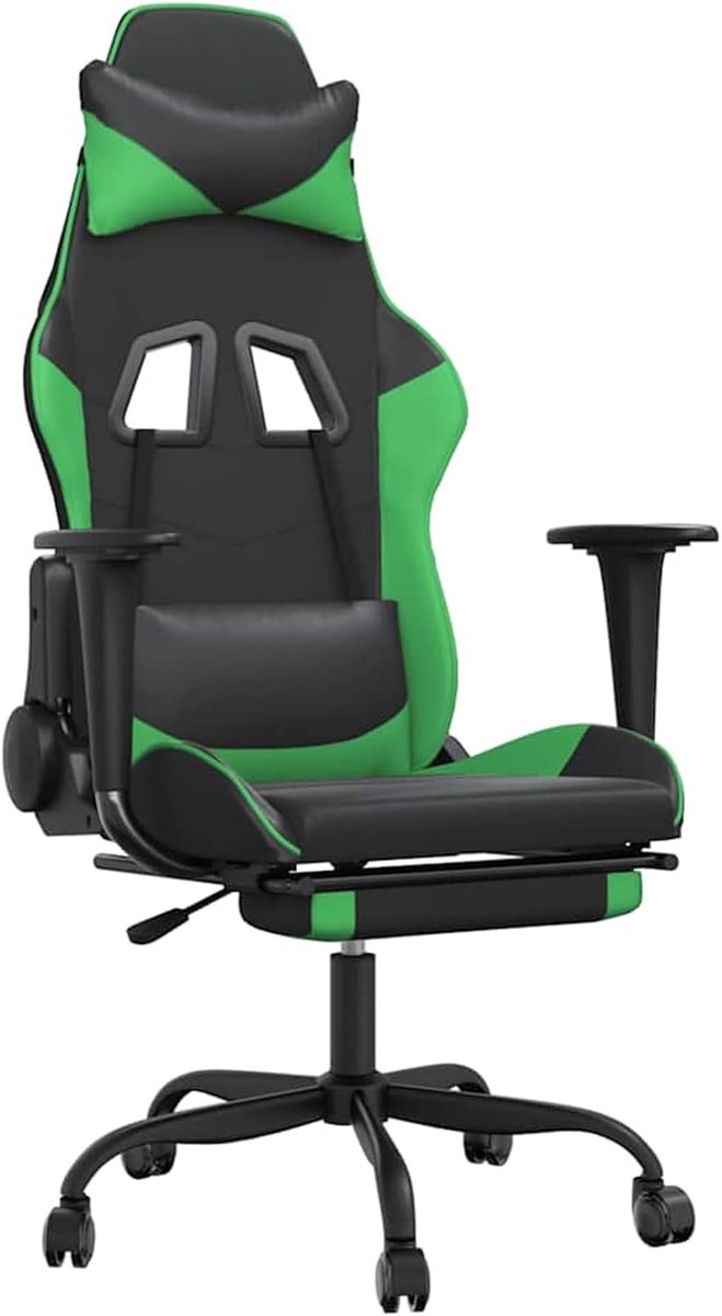 Gaming Stoel - Comfort Stoel - Ontspannen Zitten - Met Massage Functie - 52.5 x 50 cm - Zwart Groen — afbeelding 4