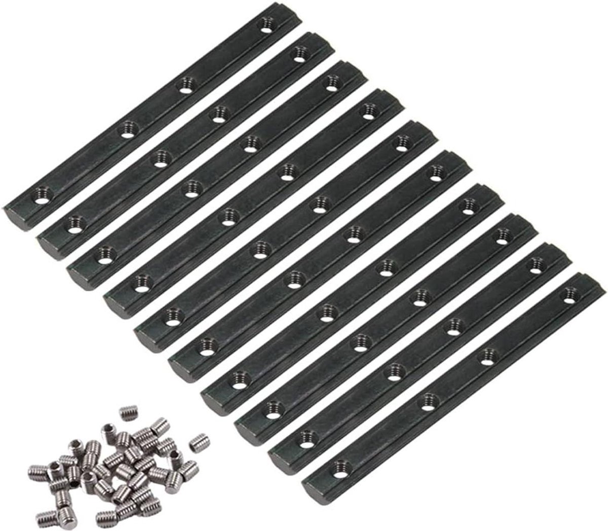 Rechte Verbinders - Aluminium Profiel - Frame Bouwen - Koolstofstaal Constructie - 10 Stuks - Zwart