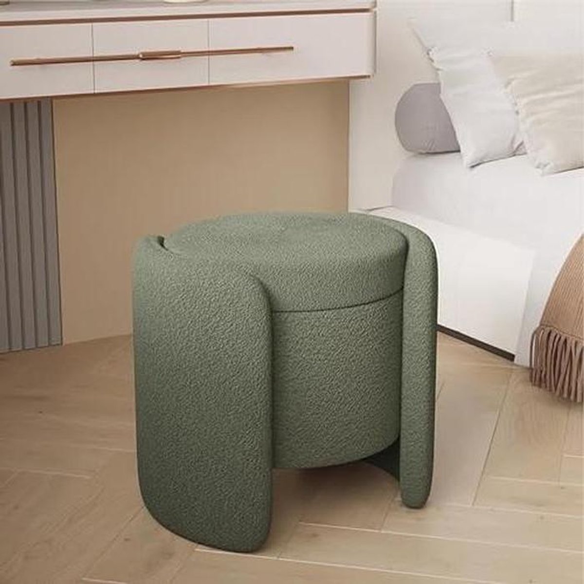 Ottomaanse Poef - Zitje met opbergruimte - Kamer decoreren - Verborgen opbergvak - 1x1x1 cm - Groen