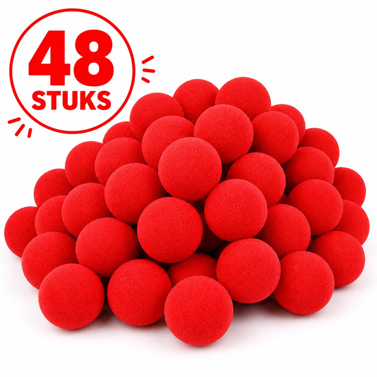Clownsneus rood kunststof - VOORDEELSET 48 stuks clownsneuzen