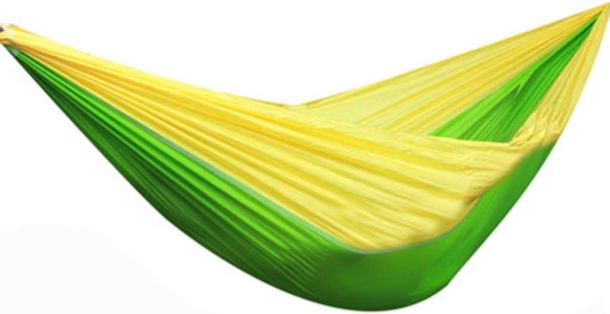Hangmat Outdoor - Kampeerhangmat - Ontspannen Buiten - Licht Parachute Doek - Enkele Dubbele - Geel