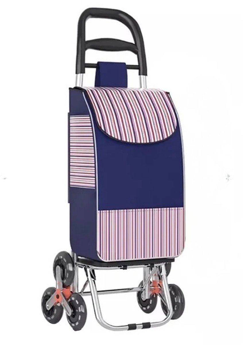 Geargalaxy Boodschappenwagen - Transportkar - Trekkar - Trolley - Opvouwbare Handkar - Winkel Trolley - 32x24x93cm - Blauw