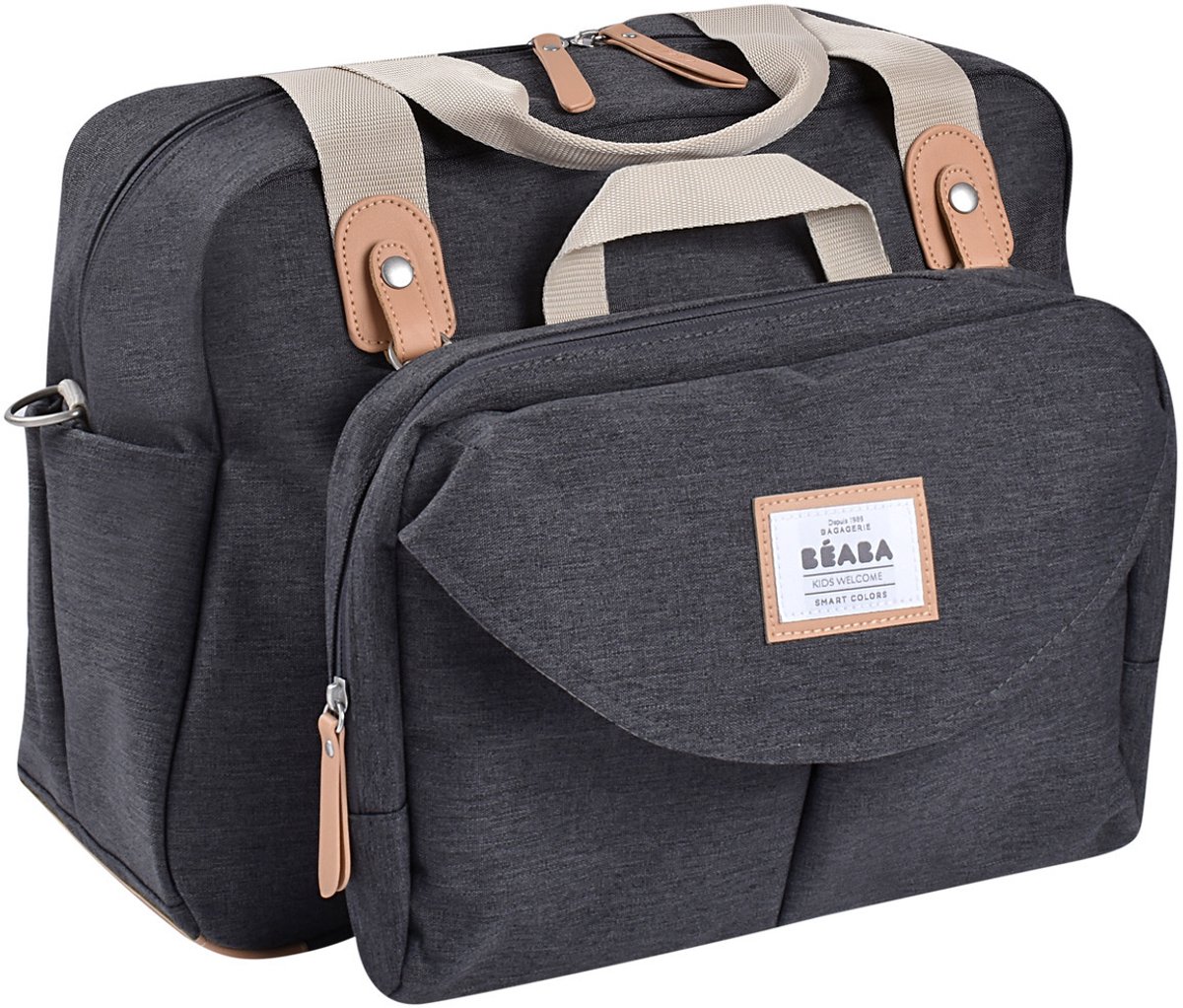Béaba Geneva II Luiertas - Verzorgingstas - 23L - Inclusief Verschoonmat & Koelvak - Grijs - Dark Heather Grey