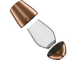 Copain de Vin VinVoyage Copper/Roségoud – Draagbaar Kristallen Wijnglas met Luxe Beschermcase – Double Pack – Premium Wijncadeau
