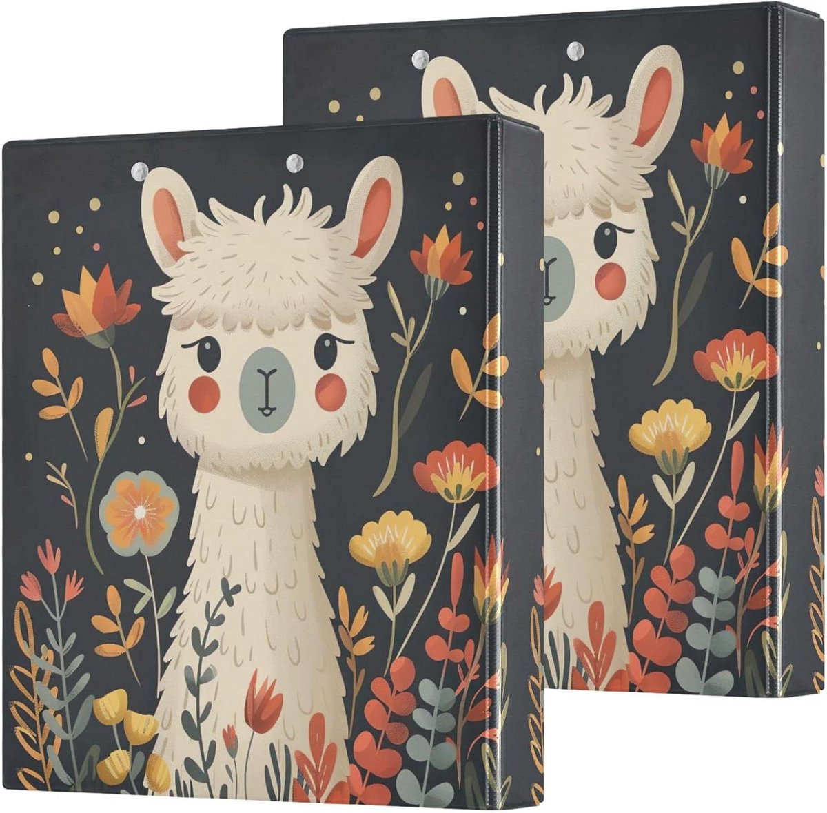 Ringbanden Set - Documenthouders - Papier Organiseren - Met Interne Zakken - 1 1/2 Inch - Alpaca Bloemen