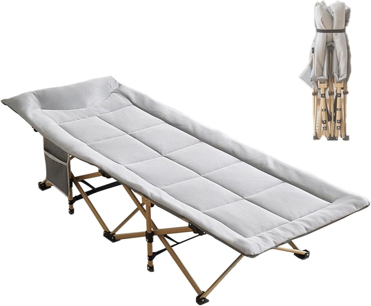 Campingbed Volwassenen - Zwaar Slaapbed - Buiten Ontspannen - Extra Breed Ontwerp - 250 kg Belasting - Grijs