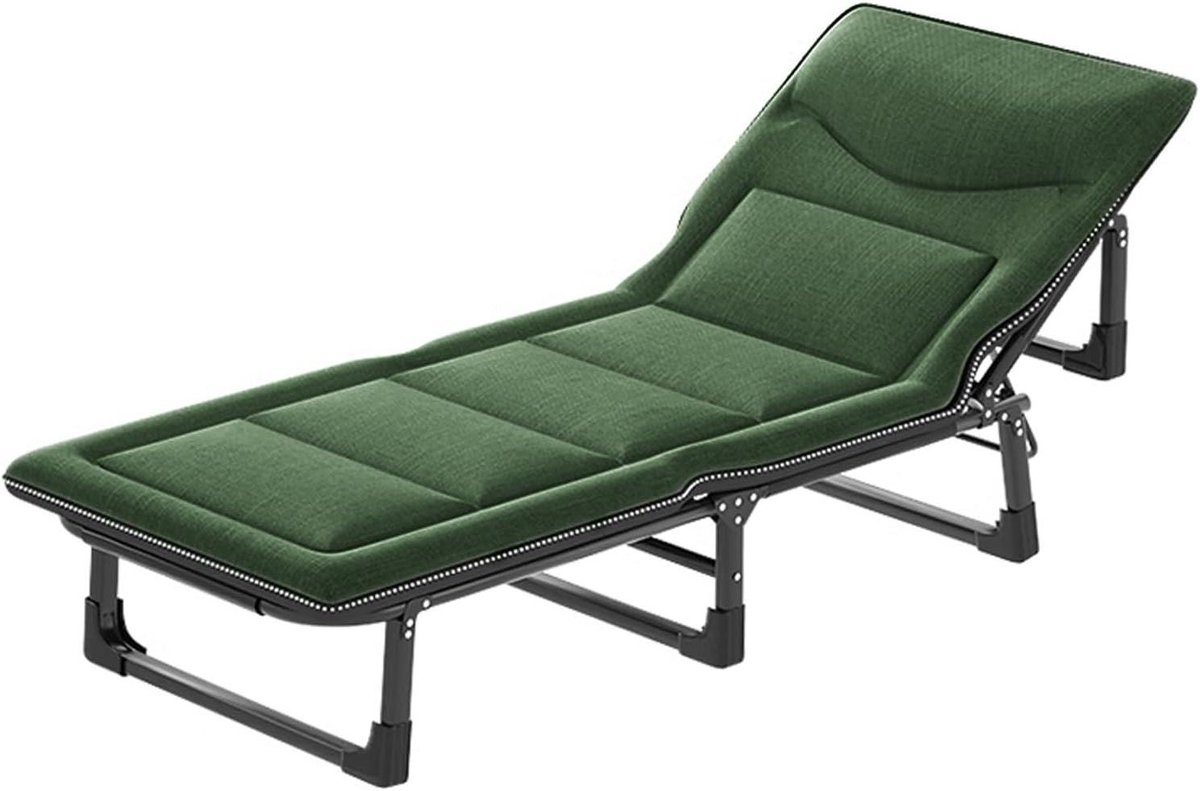 Vouwbed met matras - Opklapbaar bed - Extra slaapplek - Verstelbaar in 4 posities - 190 x 75 cm - Legergroen